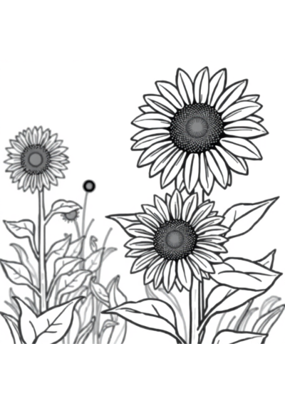 Wild Sunflower Field Coloring Page