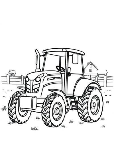 Wild Tractor On Farm Coloring Page