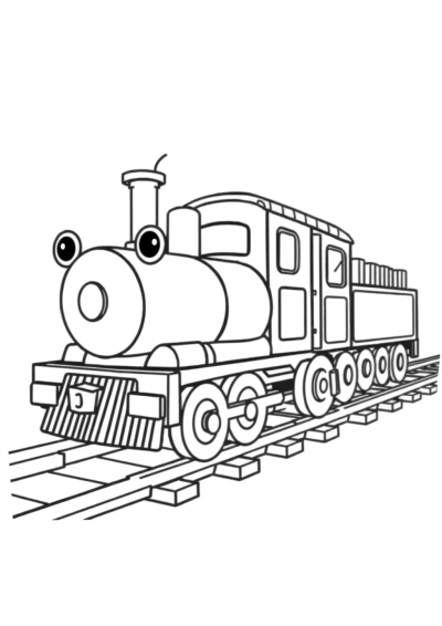 Wild Train On Tracks Coloring Page