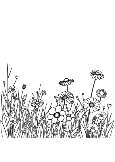 Wildflower Field With Flowers Coloring Page