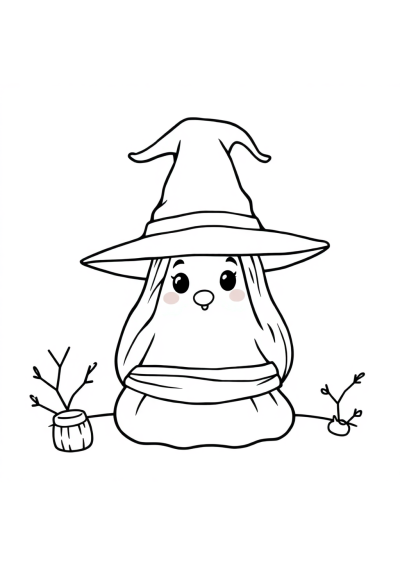 Witch Hat In Winter Coloring Page