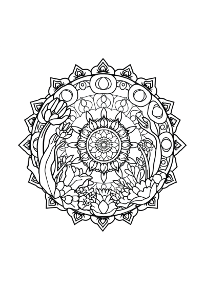 Zen Garden Mandala Underwater Coloring Page