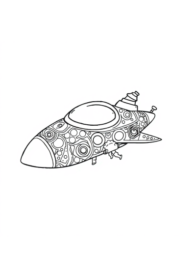 Zentangle Style Alien Spaceship Coloring Page