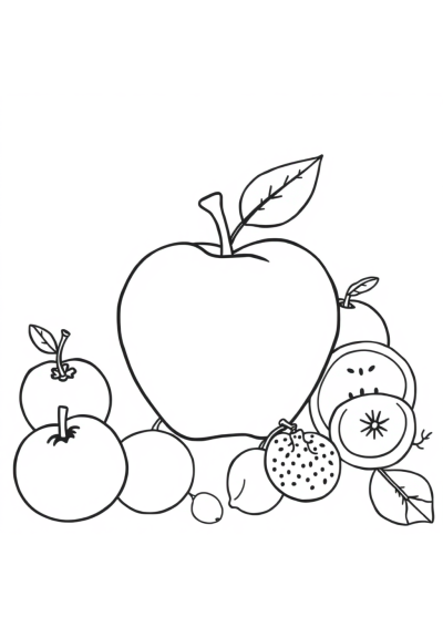 Zentangle Style Apple And Fruits Coloring Page