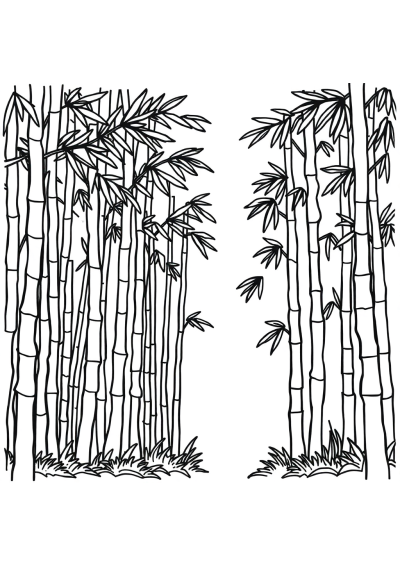 Zentangle Style Bamboo Forest Coloring Page