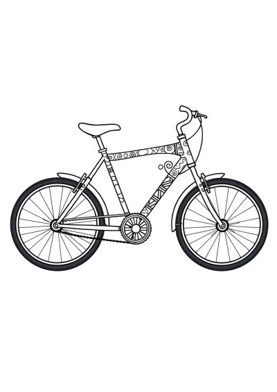 Zentangle Style Bicycle Coloring Page