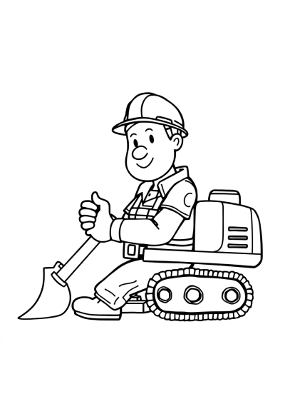 Zentangle Style Construction Worker Coloring Page