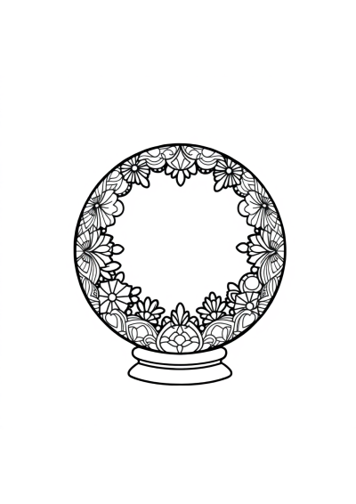 Zentangle Style Crystal Ball Coloring Page
