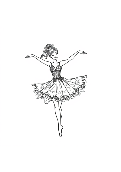 Zentangle Style Dancer Ballet Coloring Page