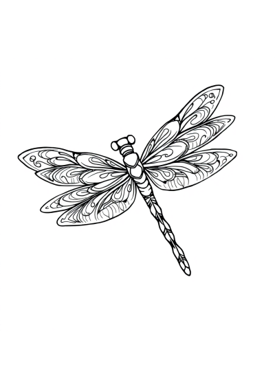 Zentangle Style Dragonfly Coloring Page
