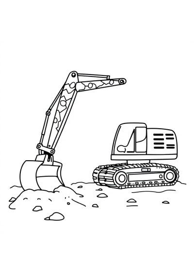 Zentangle Style Excavator Digging Coloring Page