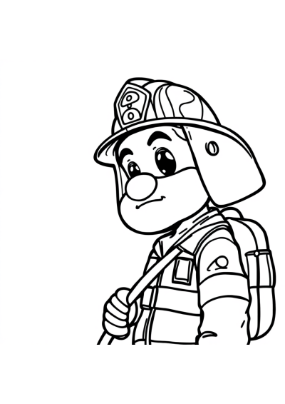 Zentangle Style Firefighter With Hose Coloring Page