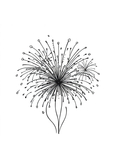 Zentangle Style Fireworks Celebration Coloring Page