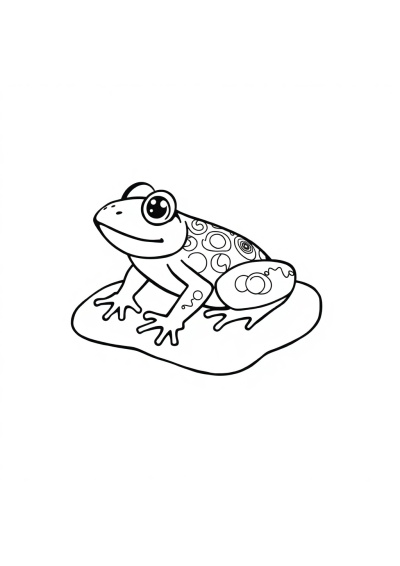 Zentangle Style Frog On Lily Pad Coloring Page