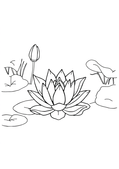 Zentangle Style Lily Pond Coloring Page