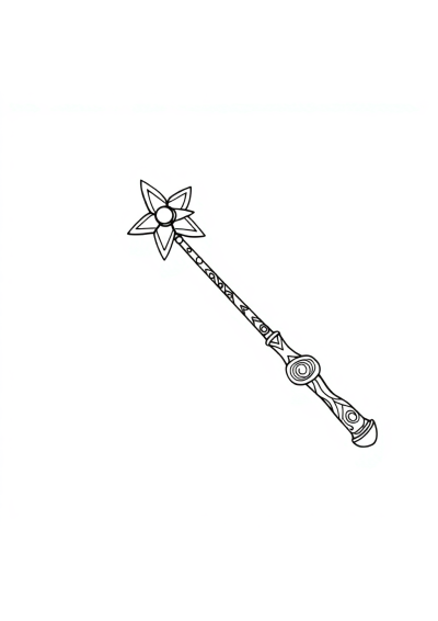 Zentangle Style Magic Wand Coloring Page