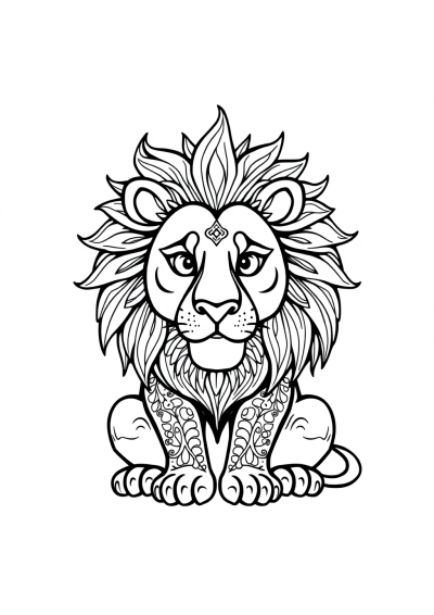 Printable Zentangle Style Majestic Lion Coloring Page