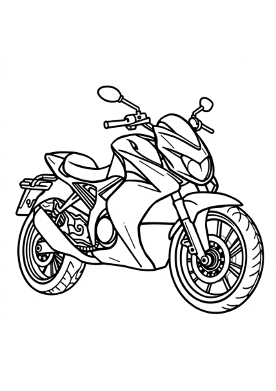 Zentangle Style Motorcycle Coloring Page