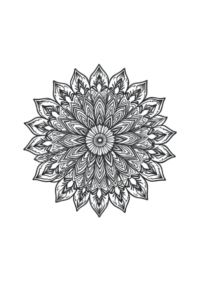 Zentangle Style Nature Inspired Mandala Coloring Page