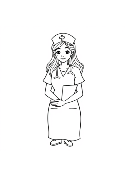 Zentangle Style Nurse Helping Coloring Page