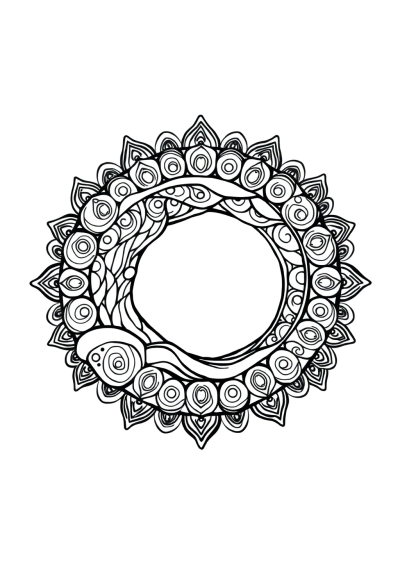 Zentangle Style Ocean Wave Mandala Coloring Page