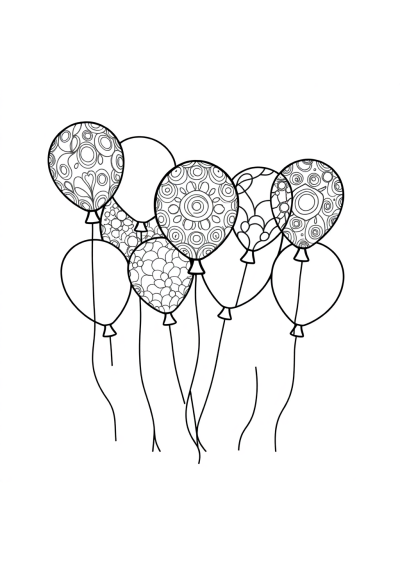 Zentangle Style Party Balloons Coloring Page