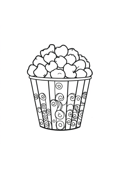 Zentangle Style Popcorn Bucket Coloring Page