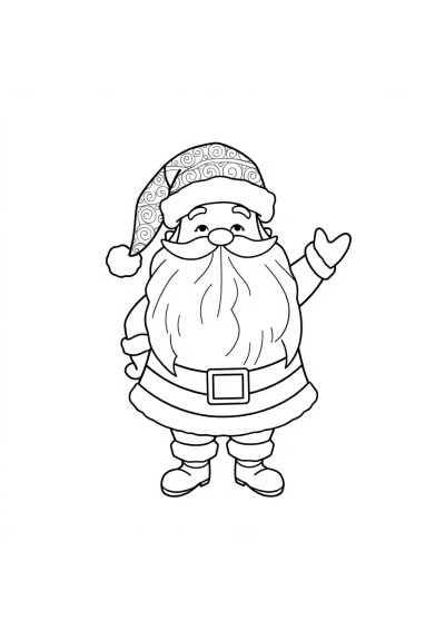 Zentangle Style Santa Claus Coloring Page