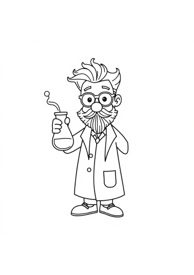 Zentangle Style Scientist With Beaker Coloring Page