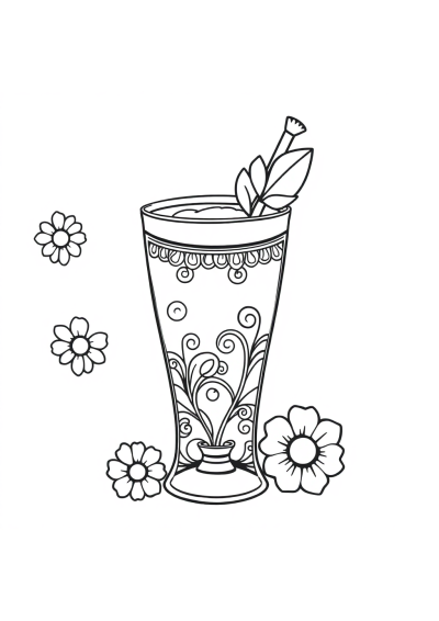 Zentangle Style Smoothie Glass Coloring Page