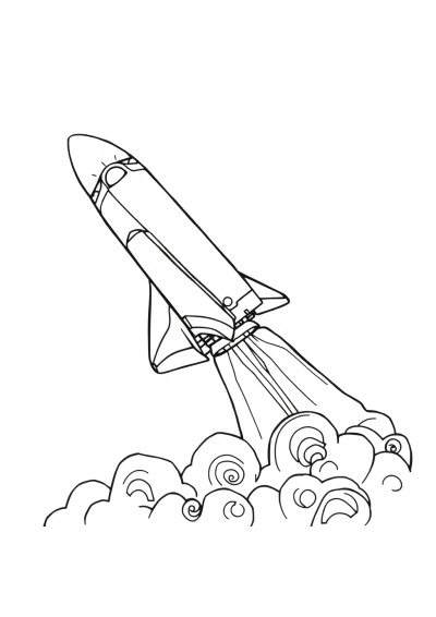 Zentangle Style Space Shuttle Launch Coloring Page