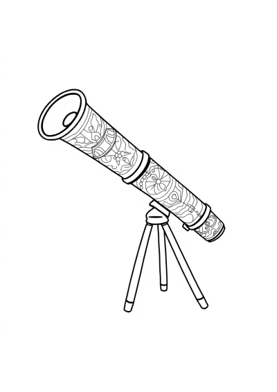 Zentangle Style Space Telescope Coloring Page