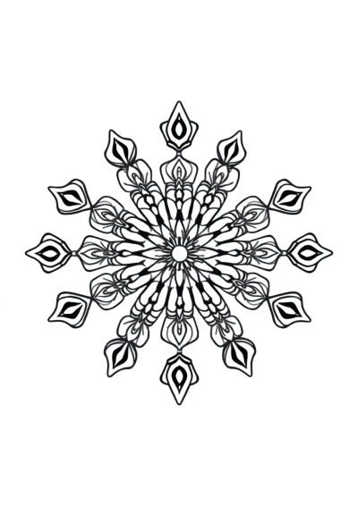 Zentangle Style Symmetrical Mandala Pattern Coloring Page