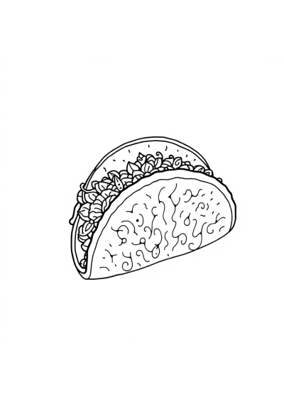 Zentangle Style Taco Coloring Page