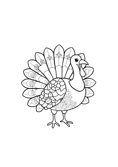 Zentangle Style Thanksgiving Turkey Coloring Page