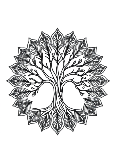 Zentangle Style Tree Of Life Mandala Coloring Page